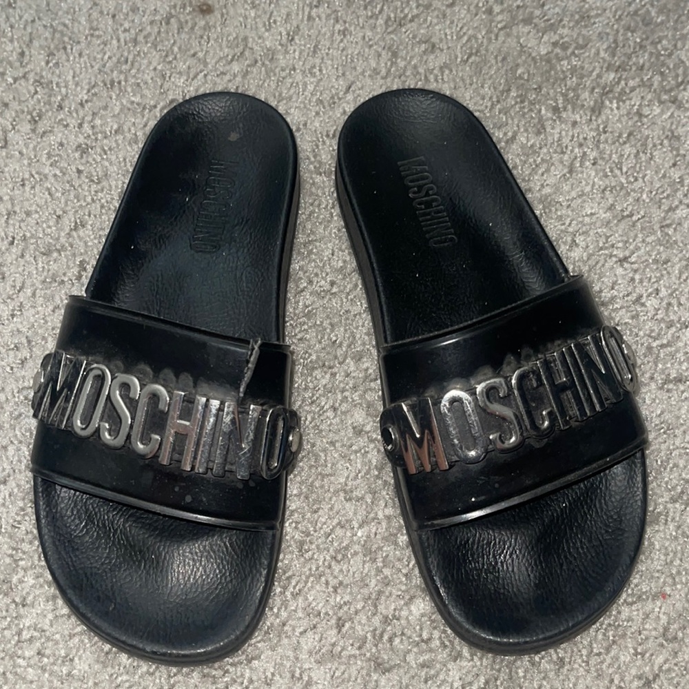 Black Moschino slides